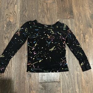 Flowers By Zoe Kids Black Splatter Long Sleeve Shirt Size 3T